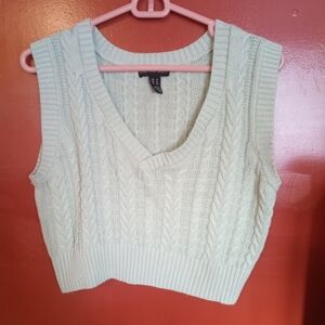 Streetwear Society Light Green Cable Knit Sweater Vest